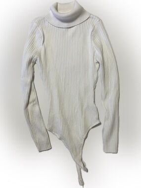 Better Be Cream Ribbed Turtleneck Long-Sleeve Bodysuit